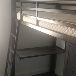 Twin Loft Bed With Mattress And Shelves