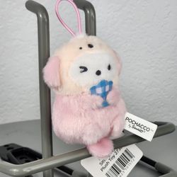4" Sanrio Pochacco Pink Winking Otter Keychain Charm Plush