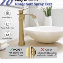 Tall Bathroom Faucet Brushed BVessel Sink Faucet Waterfall A24 Gold A24 $40