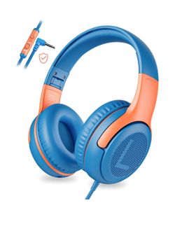 awatrue Kids Headphones Wired Toddler Headphones with Microphone, Over-Ear Headphones, 85/94dB Volume-Limiting, 3.5mm Jack, Foldable On-Ear Design - S