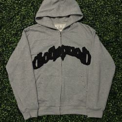 Godspeed Symmetric Studded Zip-Up Hoodie Grey/Black
