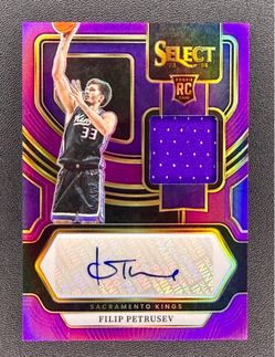 2023-24 Select Rookie RC Patch Auto Filip Petrusev Purple Prizm Color Match RPA