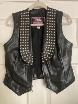 Vintage Y2K-Milwaukee Motorcycle Clothing Moto Biker Festival Western Leather Studded Vest $70 -IF ADVIS UP IT IS AVAILABLE