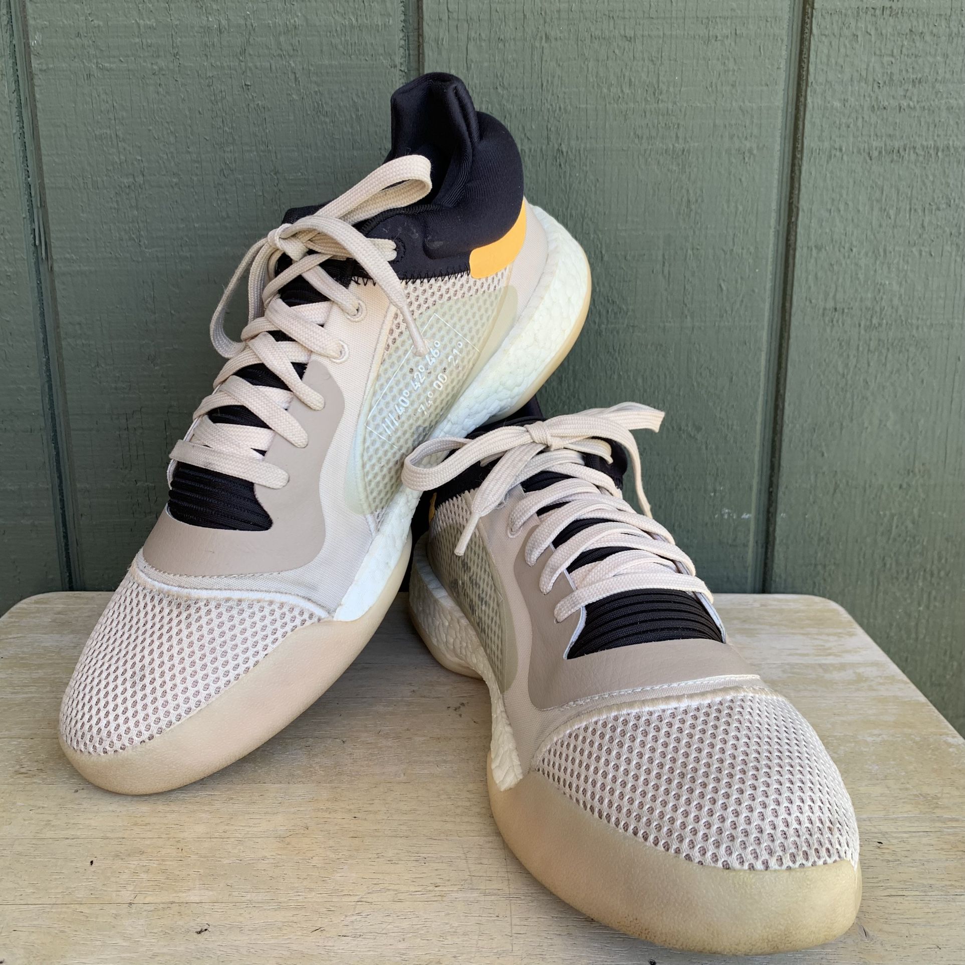 ADIDAS BOOST Marquee Low Men's Sz 12.5 F97280 Linen Black Flash Orange sneakers