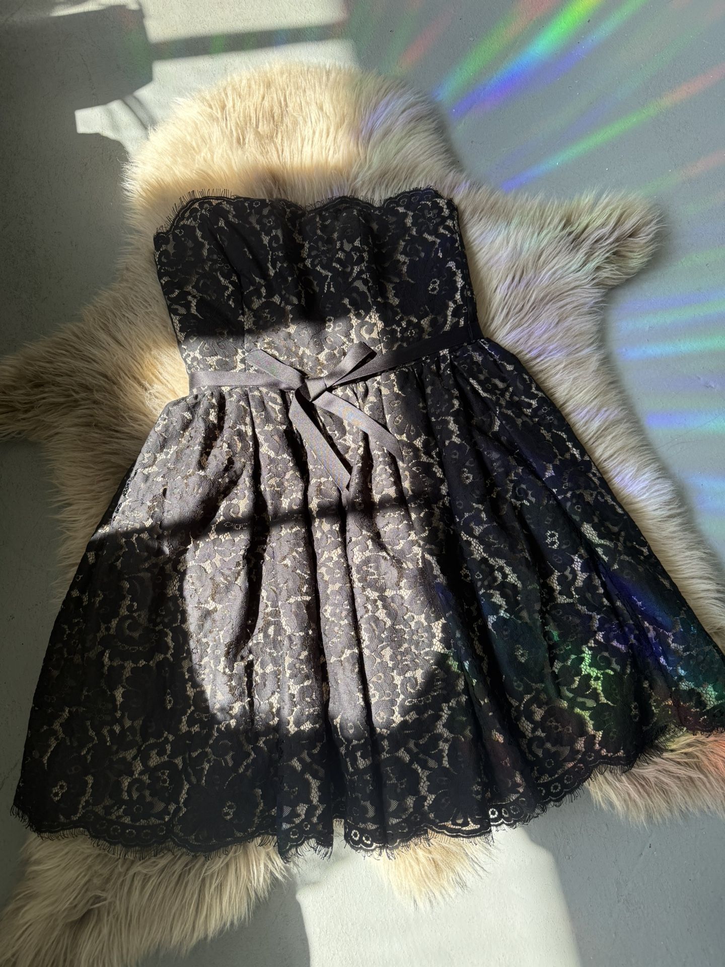 Strapless Black Lace Dress