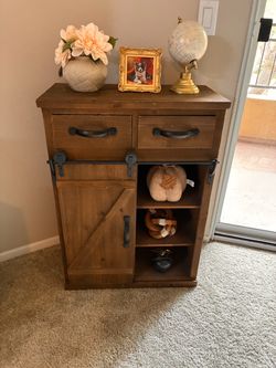 Rustic Farmhouse Wood Cabinet with Barn Door