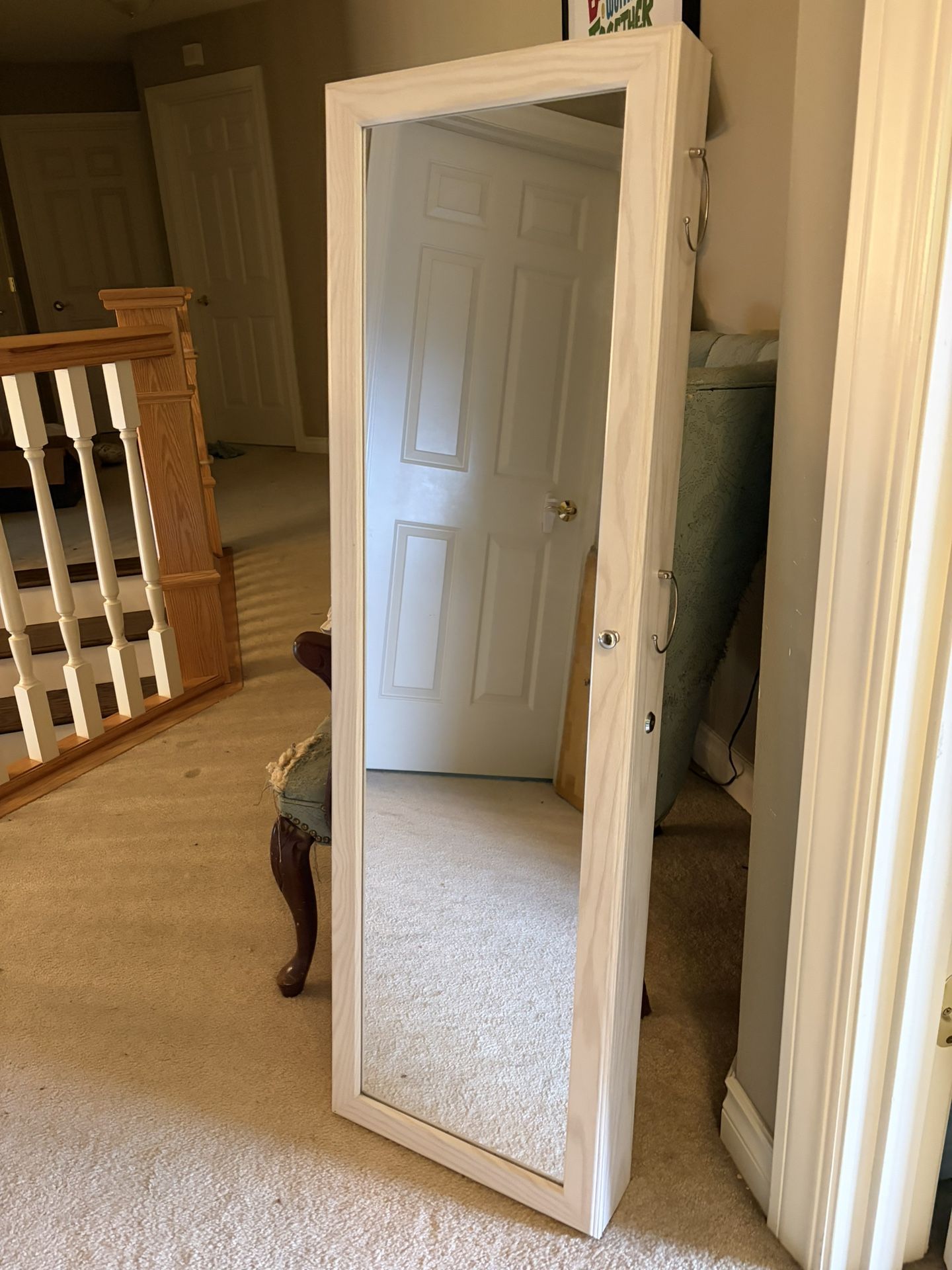 White Hanging / Standing Mirror With Storage