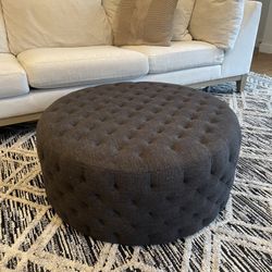 CB2 Tufted Gray Ottoman