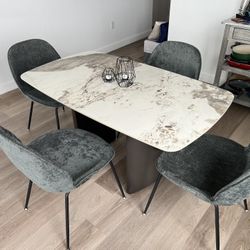 Marble Dining Table With Upholstered Chairs