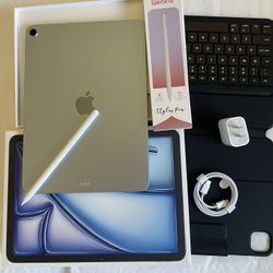 Apple IPad Air 11” ( M3 chip / 2025 Newest) 128GB with pen, keyboard case & Accessories  (open box) 