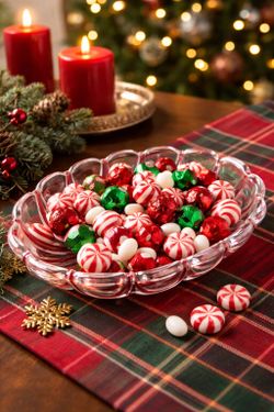 Mikasa Japan 1970s Peppermint Red Swirl Oval Glass Dish, 9.5x6.5”