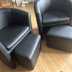 Set Of 2 Chairs With Hidden Ottomans 