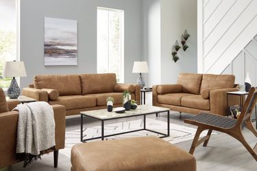 Telora Caramel Sofa, Loveseat, Chair and Ottoman (Online Special Price)