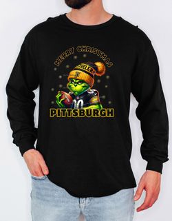 Christmas Festive Pittsburgh Football Grinch Long Sleeve 