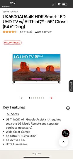 4K HDR Smart LED UHD TV w/ Al ThinQ® - 55"