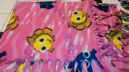 Pink/ fish tie blanket
