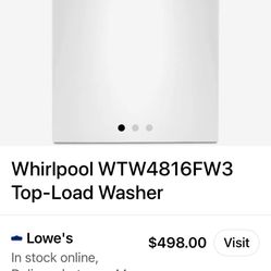Whirlpool 3.5 cu. ft. Top Load Washer – Model WTW4816FW3