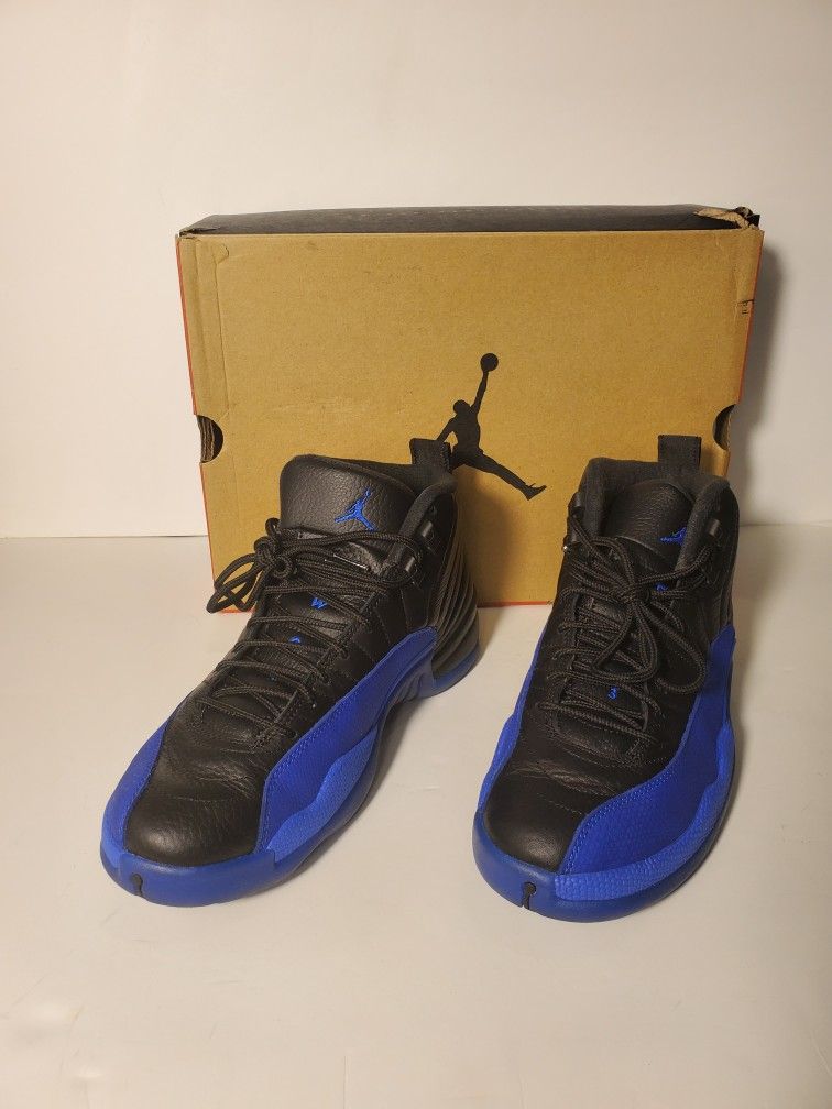 Men’s Jordan 12 Retro Black Game Royal With Original Box 130690-014 Size 9.5