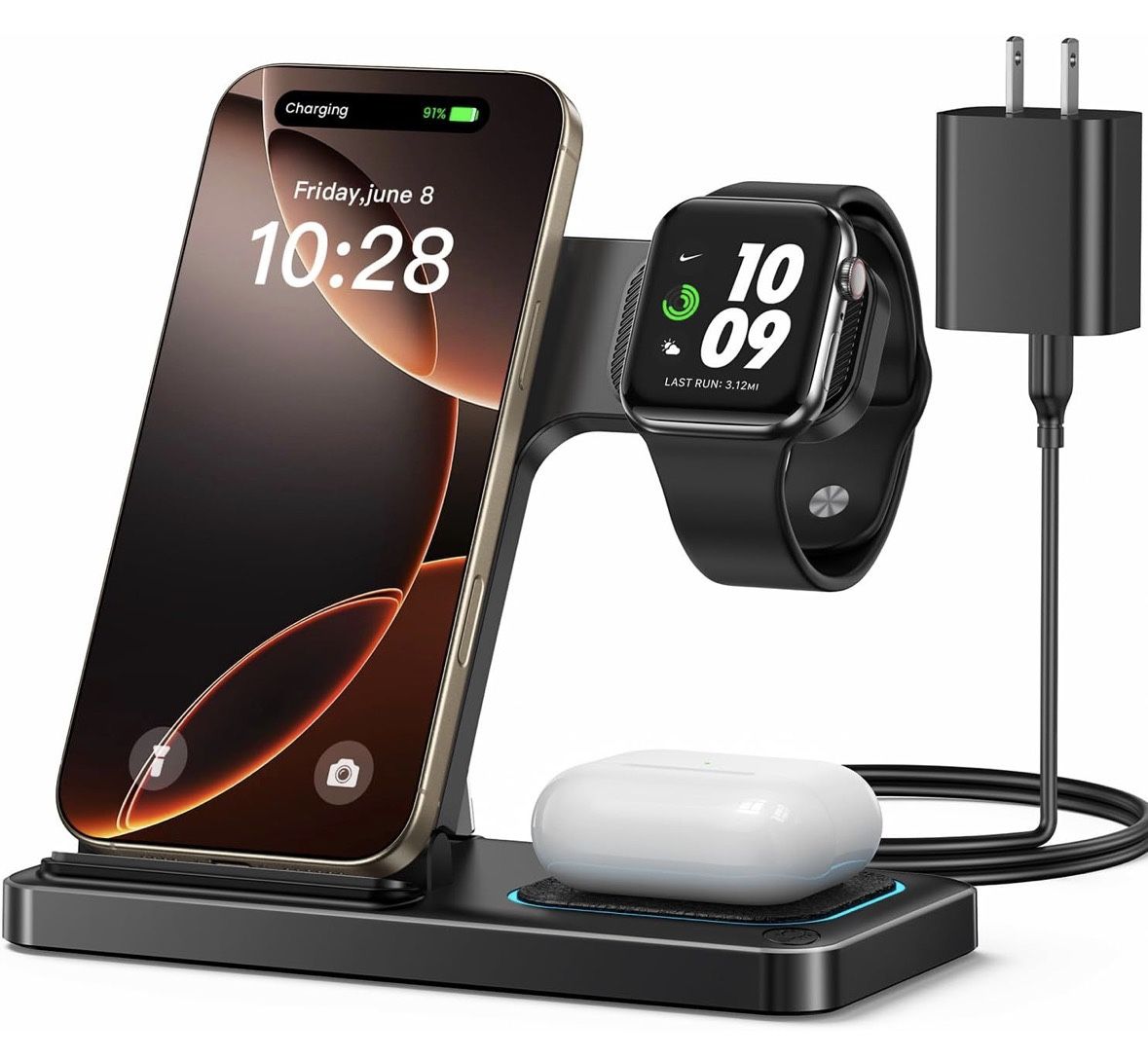 3 in 1 Wireless Charger for iphone 16 15 14 13 12 11 XR 8/Apple Charging Station