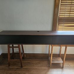 Povision Dark Wood And Black, Modern, Floating,  Entertainment Unit