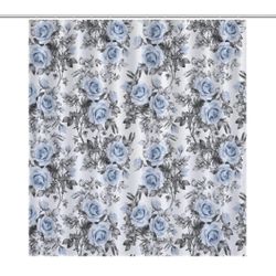 Flowers Shower Curtain Blue Rose Floral Gray Leaves Natural Plants Modern Aesthe