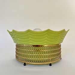 Mid Century Vintage Lamp Planter TV mcm Chartreuse Green Gold