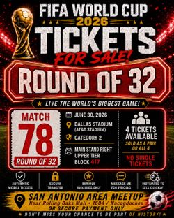 FIFA World Cup 2026 Tickets  Match 78 Dallas Category 2