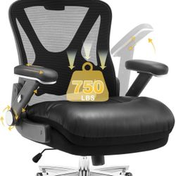 750lbs Big and Tall Office Chair,Heavy Duty Office Chair with 5D Flip Arms and Adjustable Lumbar Support, Ergonomic Mesh High Back Desk Chair, Ergonom