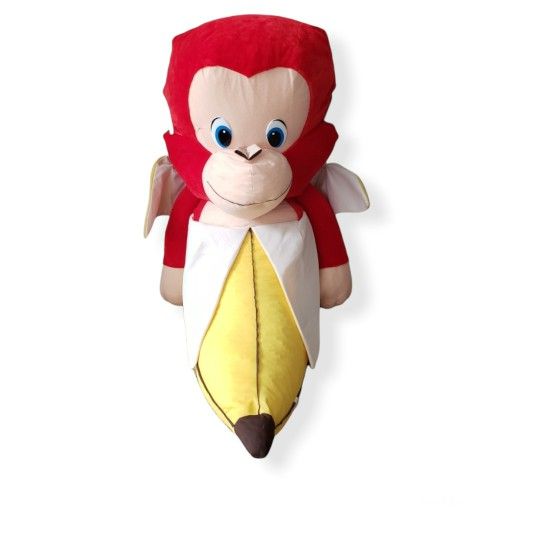 Oversized Monkey In Banana ~55 in / 4 ft 6 in Vintage Stuffed Toy