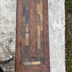 Walnut And Slate Tv Hutch  /  Iron And Slate Coffee Table