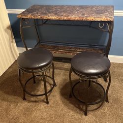 Granite Center Wine Table And Bar Stools