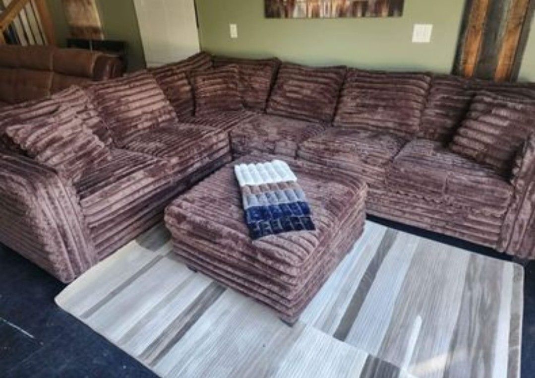Raleighs Fav! New Byers Market Wham Chocolate Thick Corduroy 2pc Full Length Sectional & Ott. Sets
