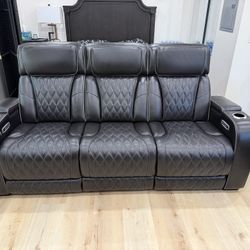 Power Reclining Home Theater Sofa – Heated Massage – Like New (Ashley)