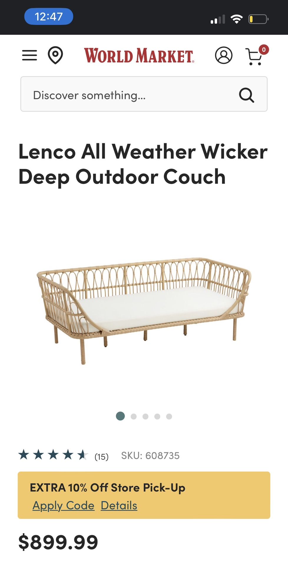 Wicker Day Bed/Deep Outdoor Couch