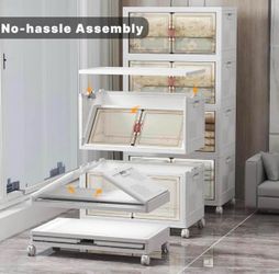 New-New-Stackable Storage Bins with Lids, 700QT Closet Organizers and Storage with Doors and Whee