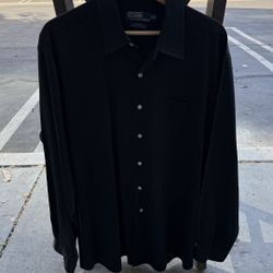 Polo by Ralph Lauren Marlowe Black Silk Cotton Blend Button-Up Shirt XL