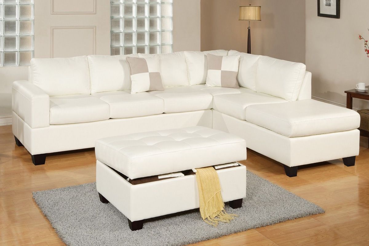Sectional with ottoman available colors white black brown