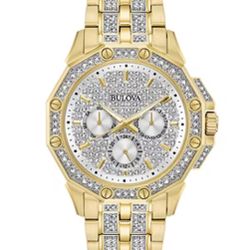 Bulova Octava 98C126 Crystal Dial Gold-Tone Stainless Steel Quartz Men's Watch
