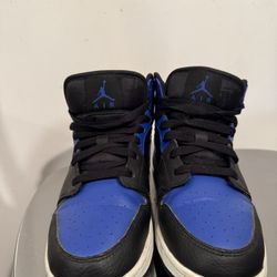Jordan Air Jordan 1 Mid 'Hyper Royal' Men's Athletic Sneakers Black & Blue