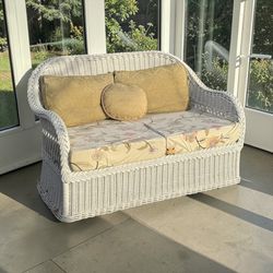 Vintage Coastal Henry Link Braided Rattan Love Seat