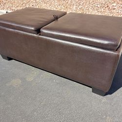 Large Ottoman with Storage, 2 Lids Flip For Serving Trays. 48x24x19" tall 