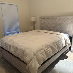 Queen Gray Bed + Dresser