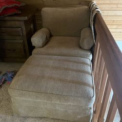 Tan Chair And Ottoman 