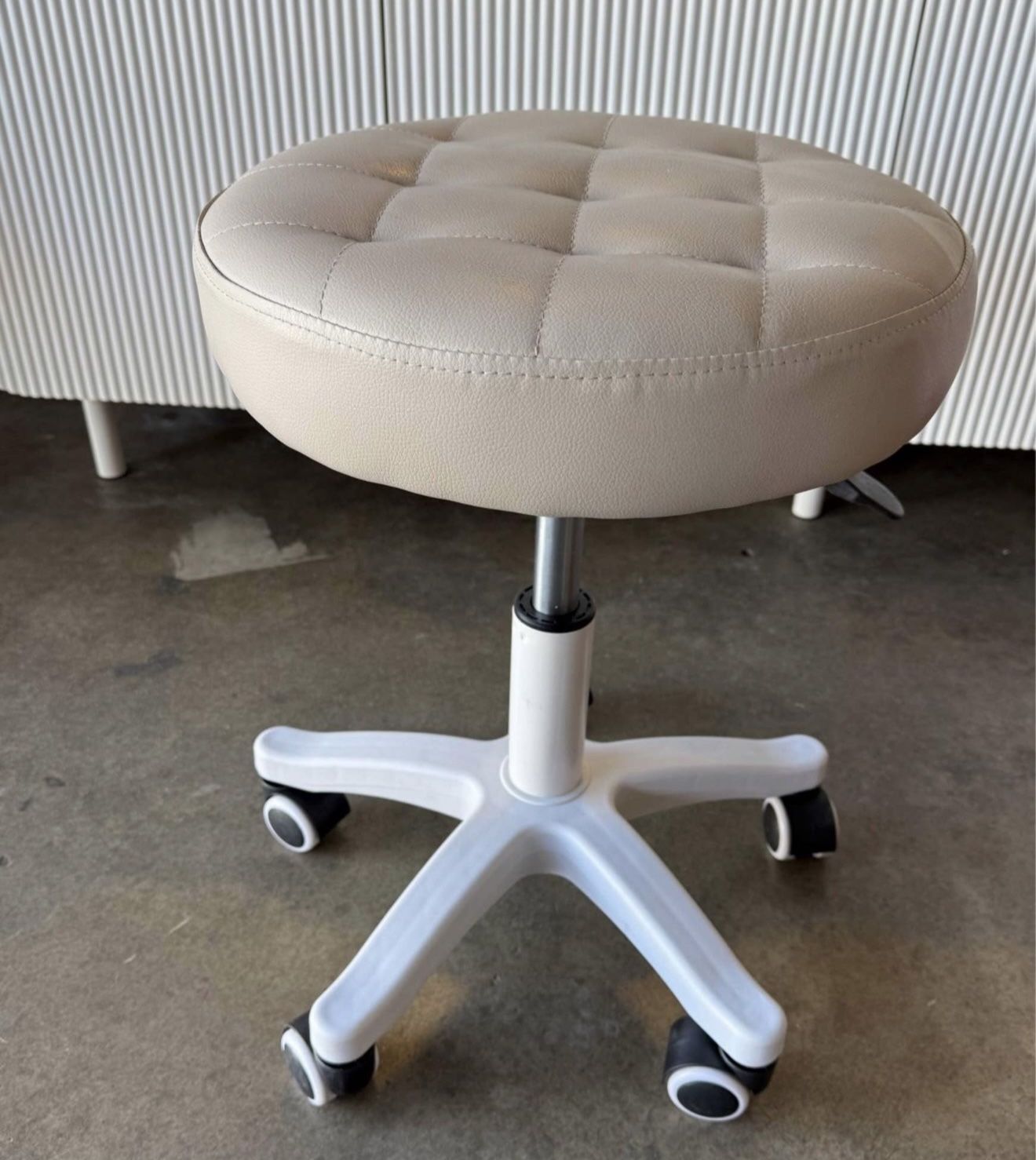 Rolling Stool with Wheels PU Leather