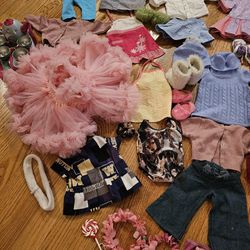 American Doll clothes, accessories,  dresser, dog and bag carrier. 