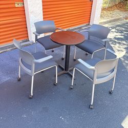 Steelcase Move Used Stack Chair, Light Gray and Black with 2 rounds table