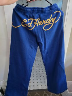 Ed Hardy Sweatpants Blue and Gold