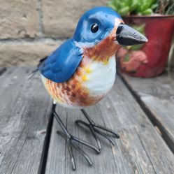 Life Size, Hand Painted Realistic Metal BLUEBIRD Statue