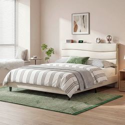 Queen Upholstered platform bed frame