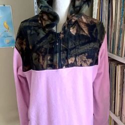 NWT Women's Trail Crest Pink Fleece Jacket Hoodie Camo Camouflage Pullover Sz L